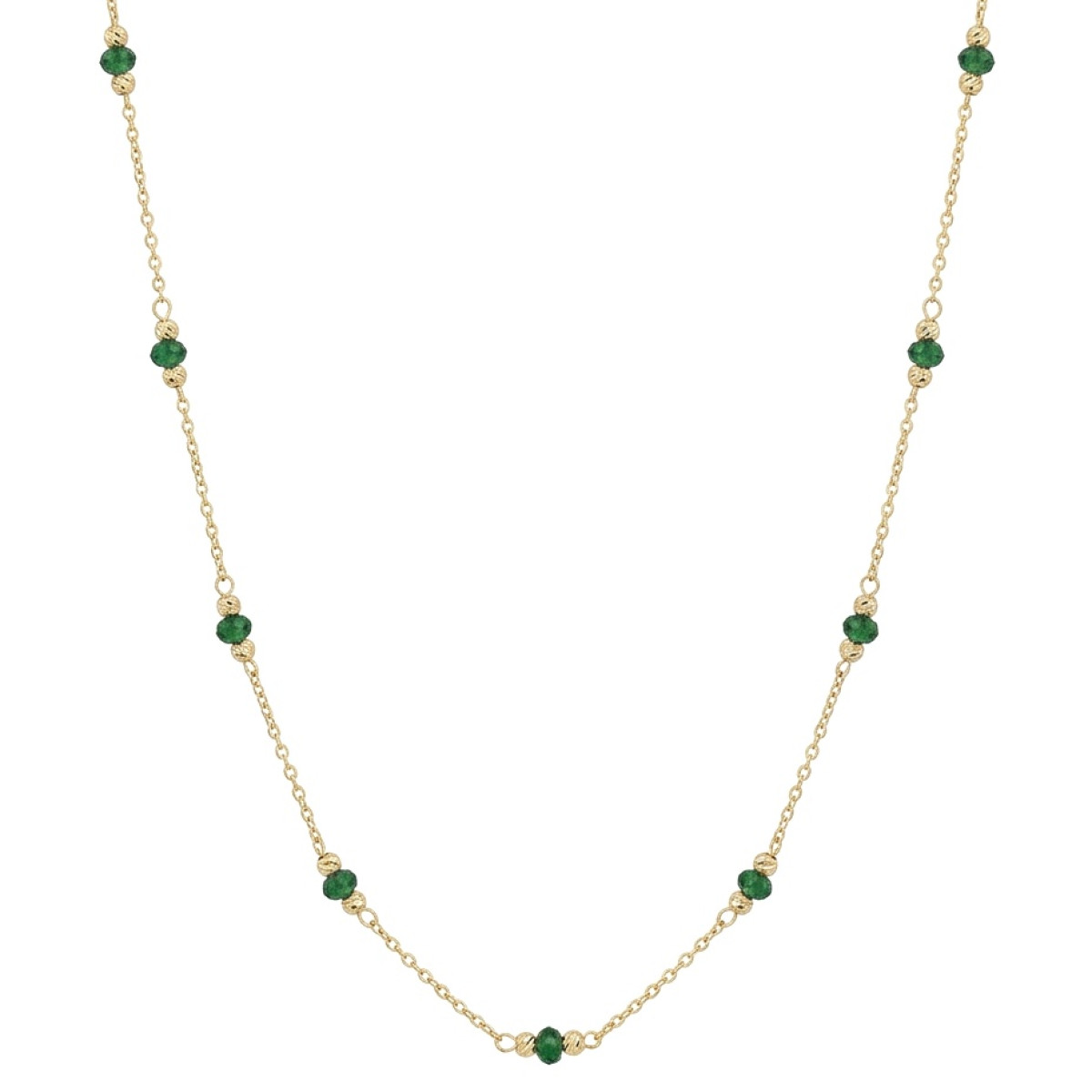  Gold chain with green beads (1042), Bead chains, Gold type: 585, Item in the photo weight: 3.31 g - Jewelry online