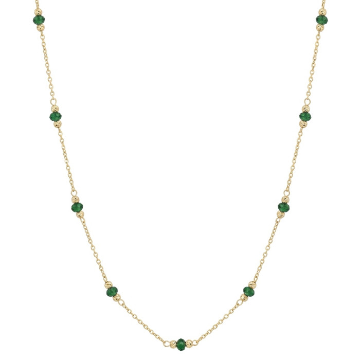 Zelta ķēdīte ar zaļām pērlītēm (1042)