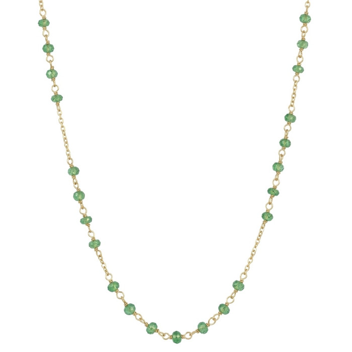 Zelta ķēdīte ar zaļām pērlītēm (1044)