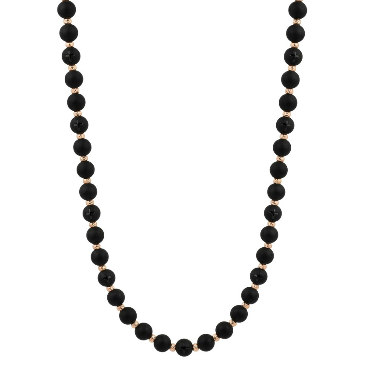 Black bead necklace with gold details (1075), Bead chains, Gold type: 585, Item in the photo weight: 6.53g / 24.06g
 - Jewelry online
