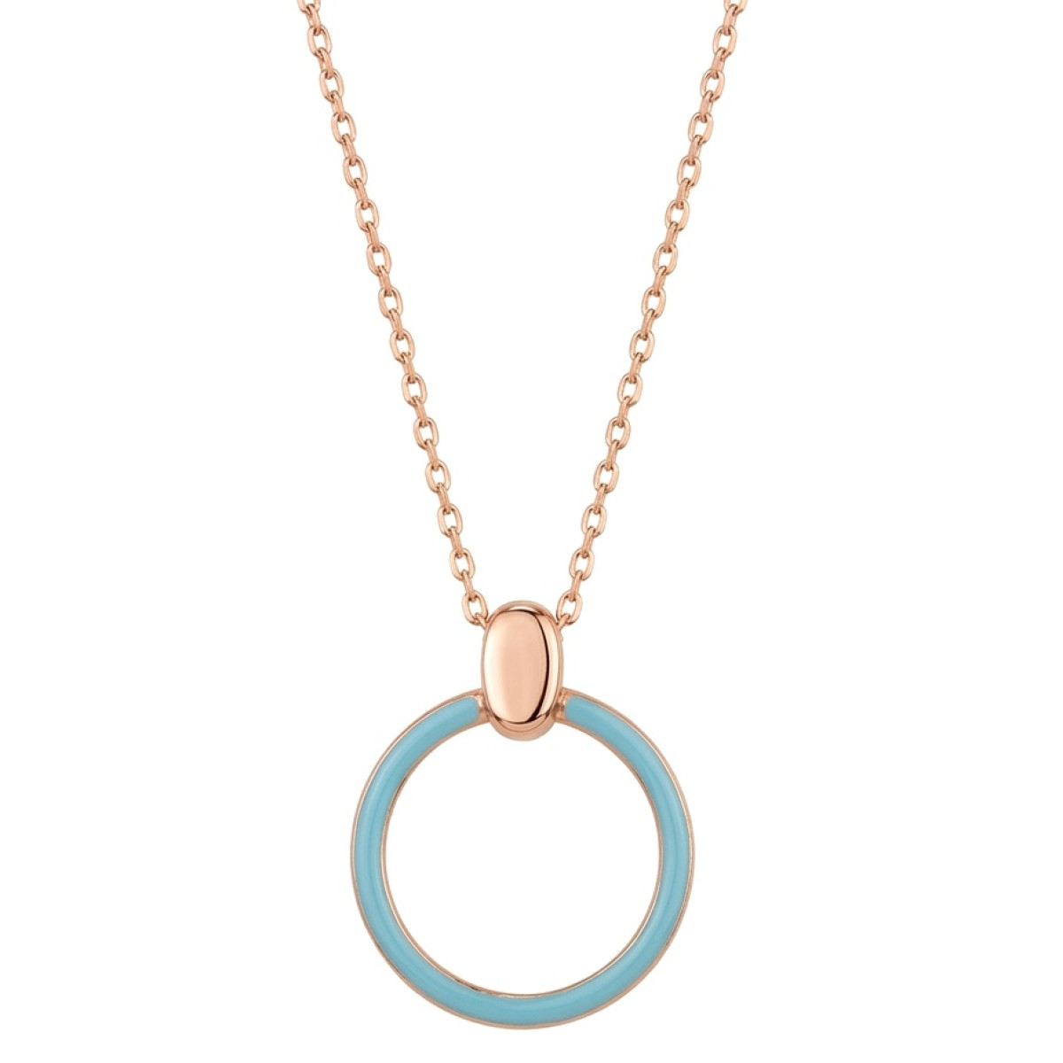 Zelta ķēdīte ar zilu apaļu piekariņu (1276), Ķēdes ar piekariņiem, Zelta standarts: 585, Produkta foto svars: 2.65 g - Rotājumlietas internetā