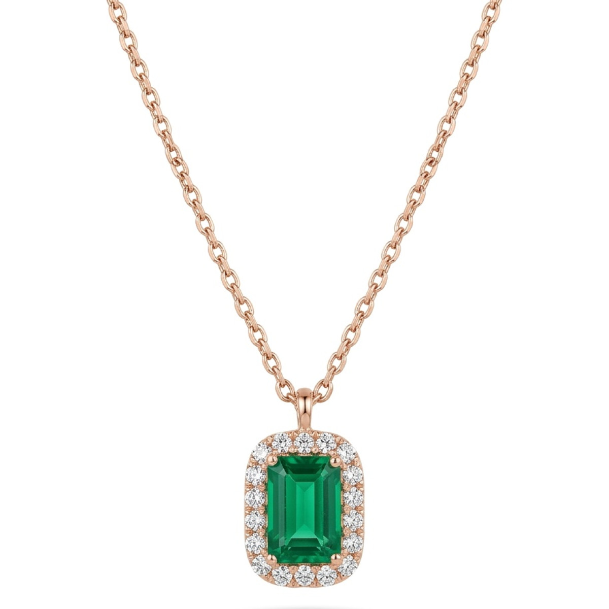 Zelta ķēdīte ar zaļu kulonu (1612), Ar acīm, Zelta standarts: 585, Produkta foto svars: 2.36 g, Dārgakmeņi: Cirkons - Rotājumlietas internetā