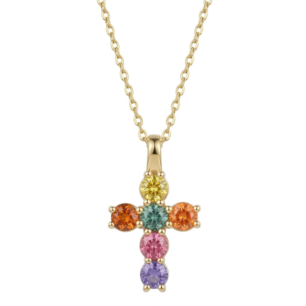 Krustiņa piekariņš ar ķēdīti (355), Krusti, Dārgakmens svars ct.: 1.51-2.00 ct, Zelta standarts: 585, Produkta foto svars: 5.32 g, Dārgakmeņi: Safīrs, Dārgakmens svars: 1.85 ct - Rotājumlietas internetā