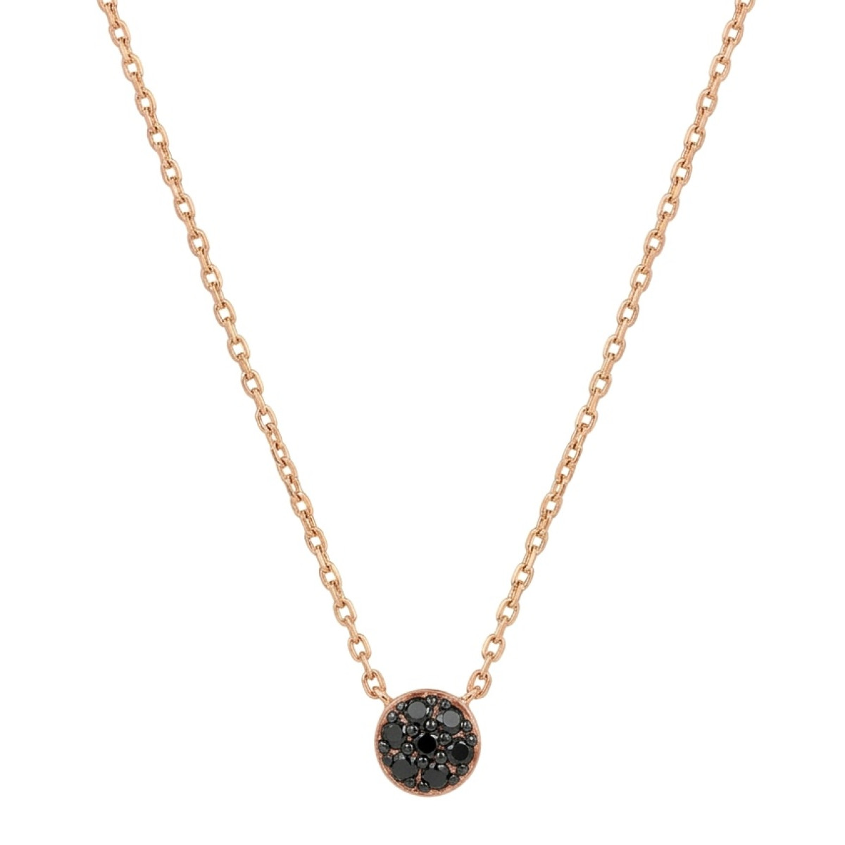  Gold chain with pendant decorated with black eyelets (864), With Gemstones, Gold type: 585, Item in the photo weight: 1.79 g, Gemstone: Zircon - Jewelry online