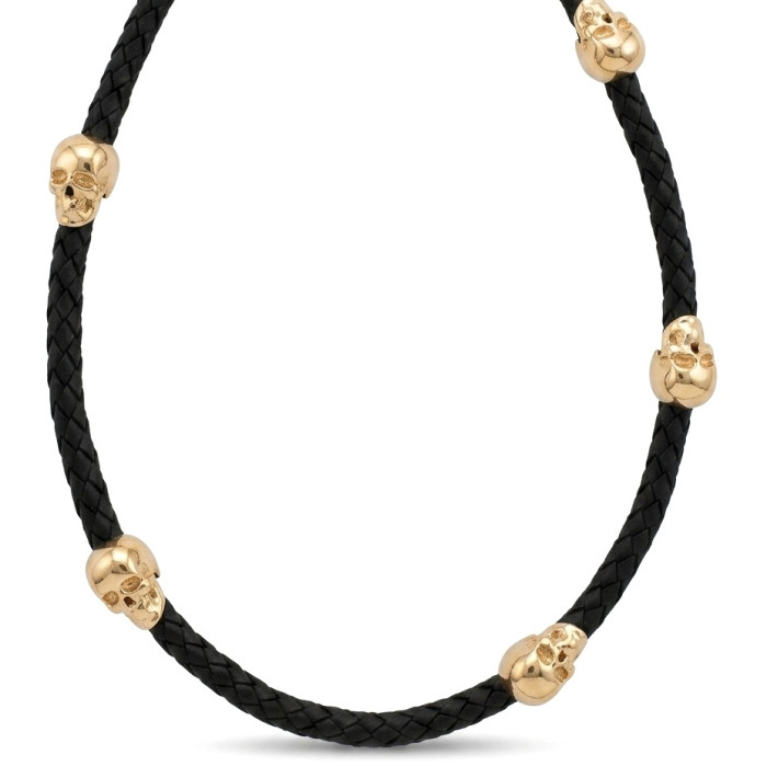 Ādas kaklarota ar zelta detaļām "Galvaskausi" (1587)