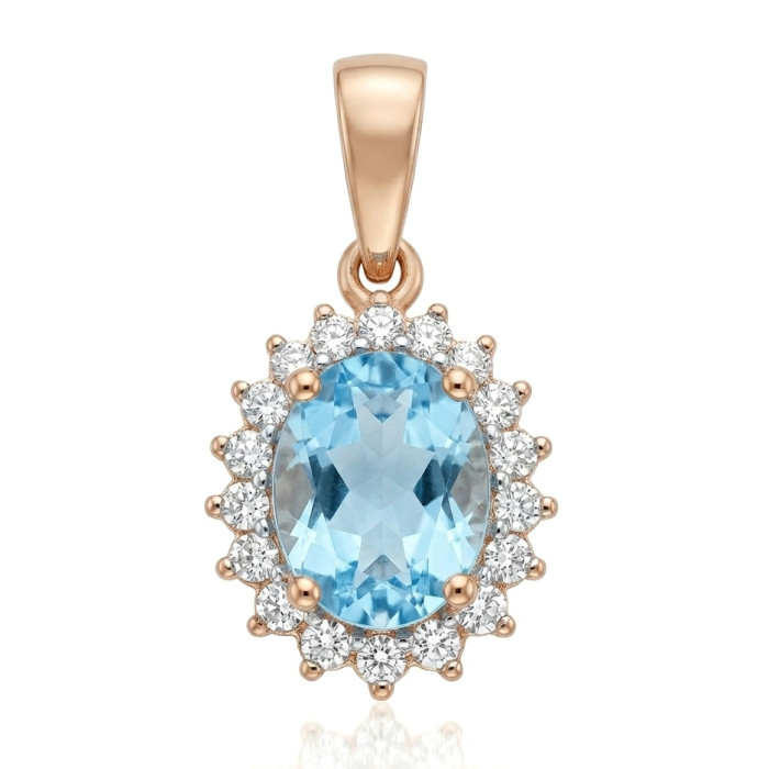 Elegantiškas auksinis pakabukas su mėlyna akute (1005)