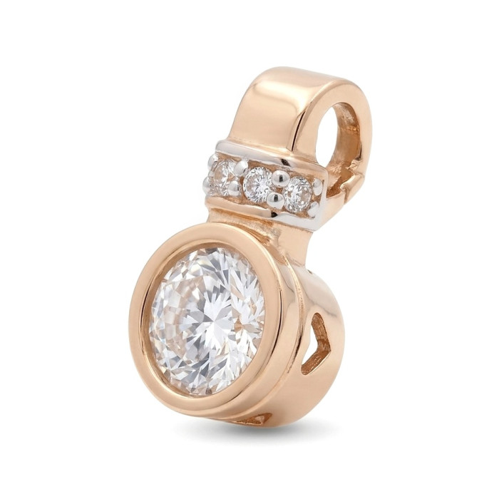 Rausvo aukso modernus pakabukas su akutėmis (1021)