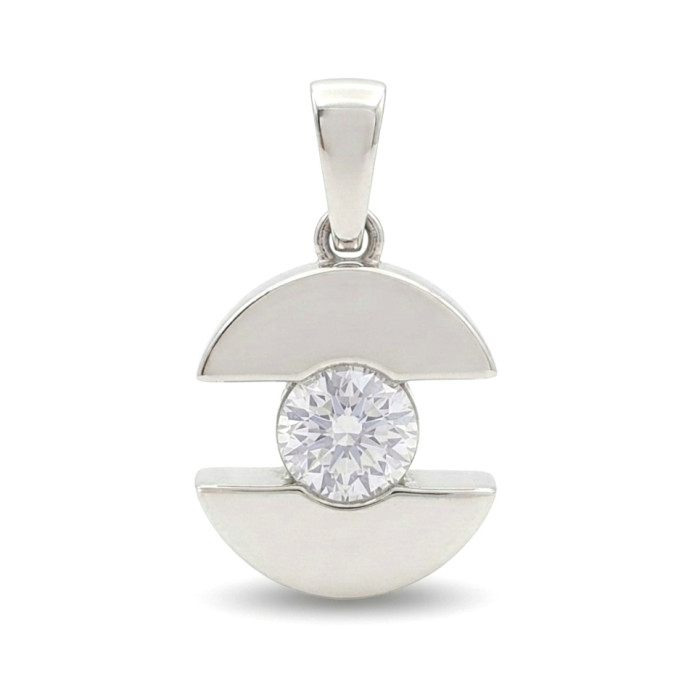 Balto aukso elegantiškas pakabukas su akute (1023)