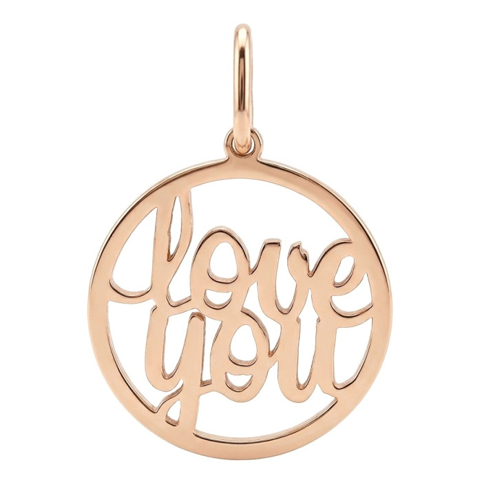 Zelta apaļš kulons "Love you" (291)