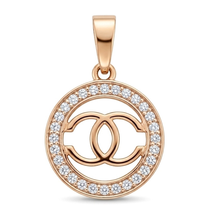 Apvalus auksinis pakabukas su akutėmis (845)