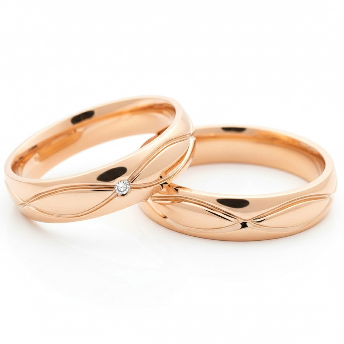  Wedding rings (vz101), Modern Design Wedding Rings, Gold type: 585, Item in the photo weight: 10.00 g, Gemstone in the photo: Briliant, The weight of the gem in the photo: 0.015 ct - Jewelry online