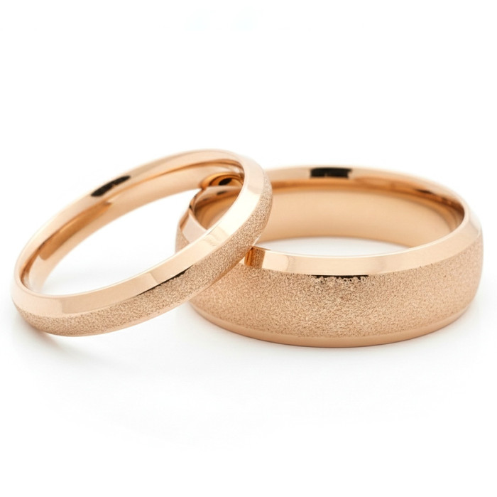  Gold matte wedding rings with shiny edge (vz103)
