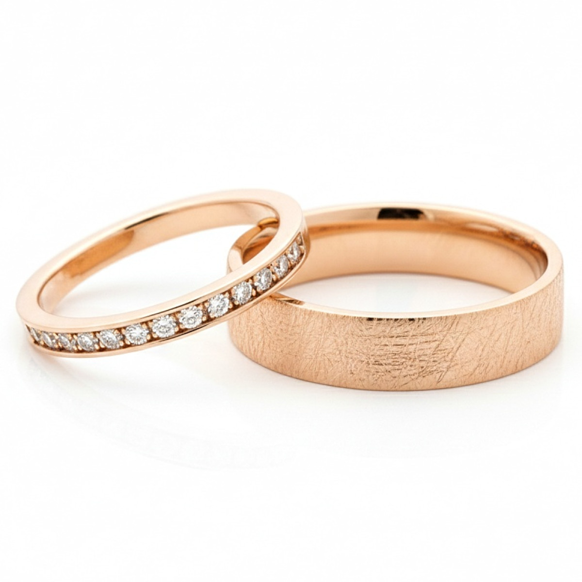  Wedding rings decorated with diamond ribbon (vz104), Modern Design Wedding Rings, Gold type: 585, Item in the photo weight: 10.00 g, Gemstone in the photo: Briliant, The weight of the gem in the photo: 0.40 ct,  Number of holes in the picture: 10 vnt - Jewelry online