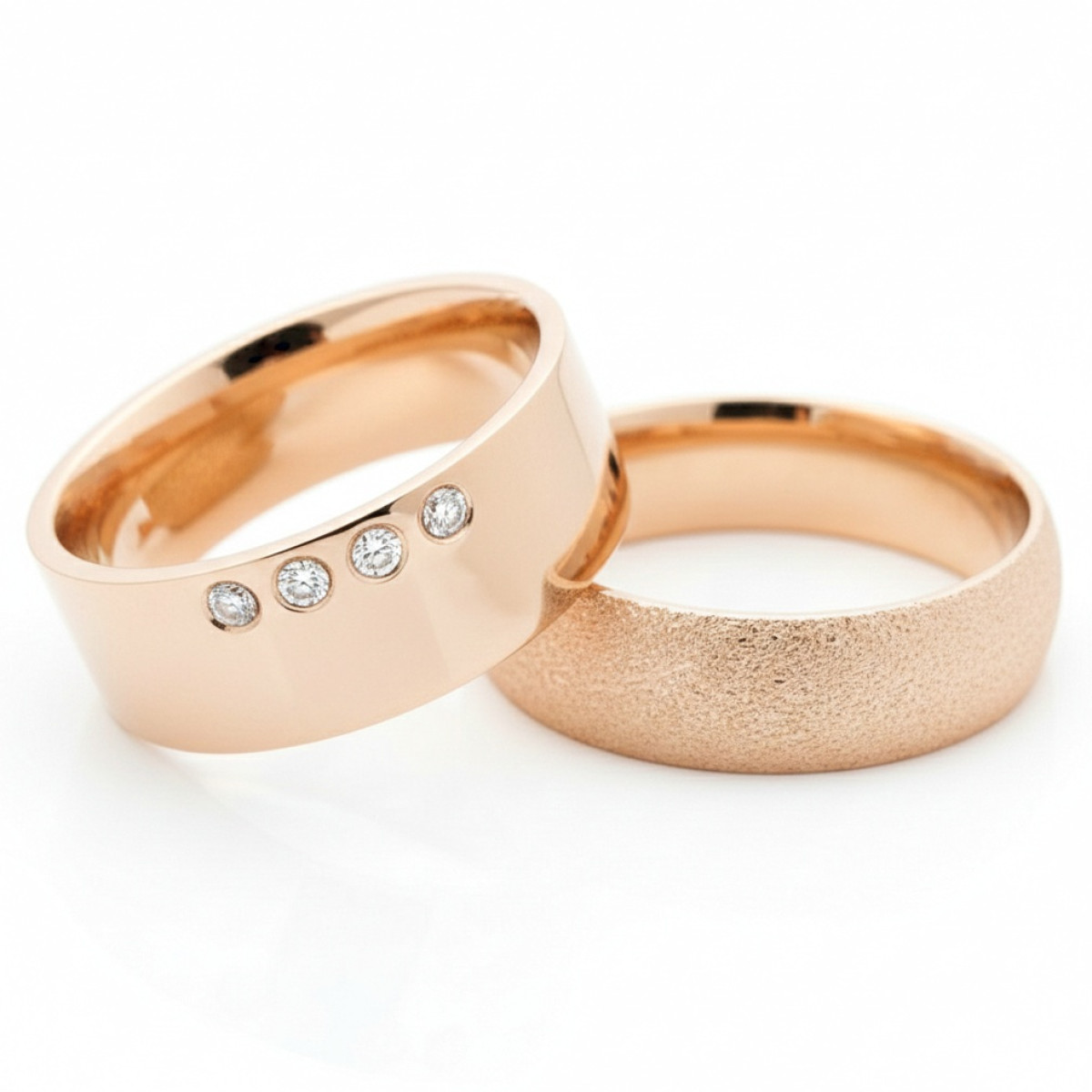  Gold wedding rings (vz106), Modern Design Wedding Rings, Gold type: 585, Item in the photo weight: 16.00 g, Gemstone in the photo: Briliant, The weight of the gem in the photo: 0.16 ct,  Number of holes in the picture: 4 vnt - Jewelry online