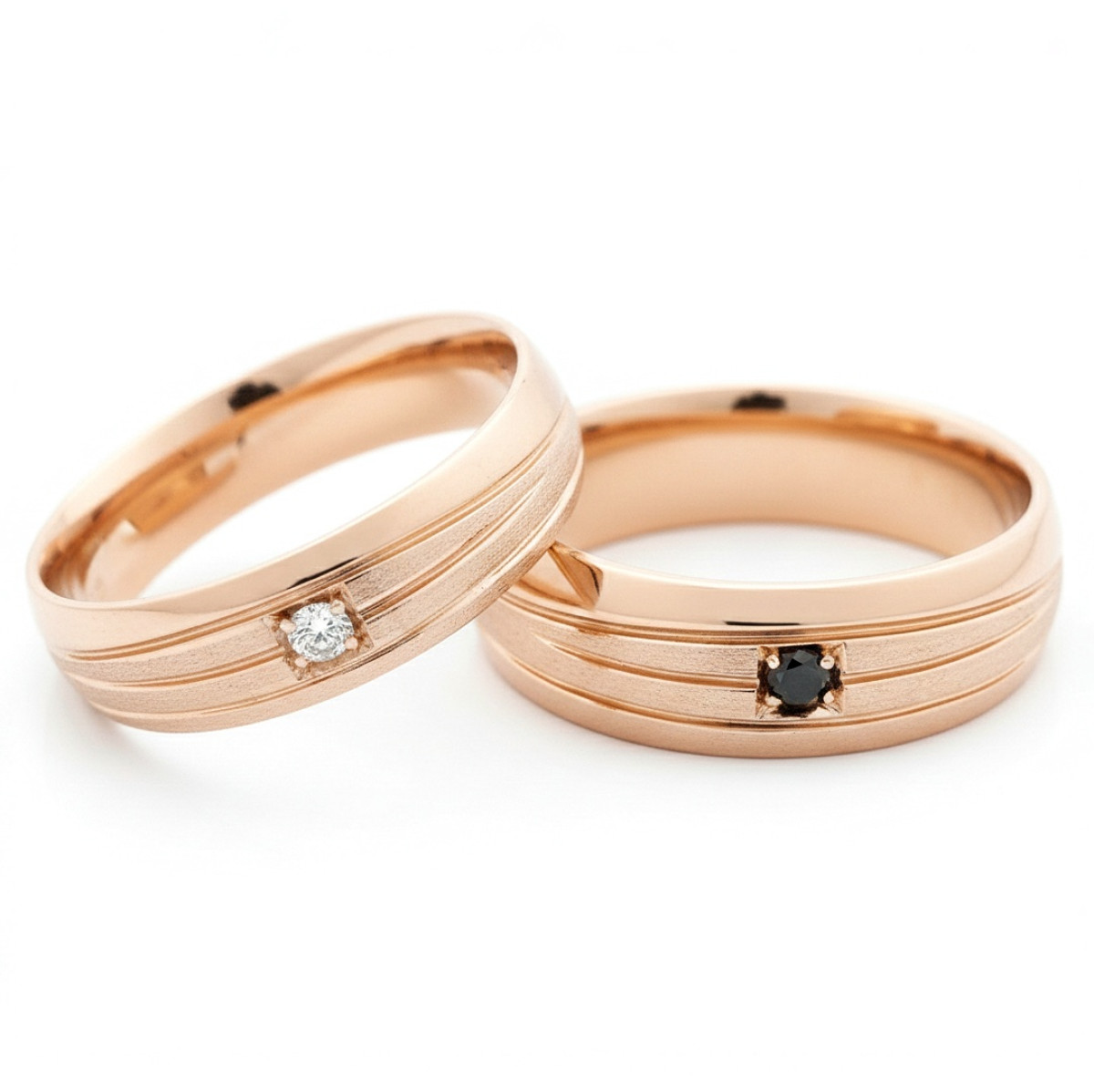  Gold wedding rings (vz111), Modern Design Wedding Rings, Gold type: 585, Item in the photo weight: 10.00 g, Gemstone in the photo: Briliant, The weight of the gem in the photo: 0.03 ct,  Number of holes in the picture: 2 vnt - Jewelry online