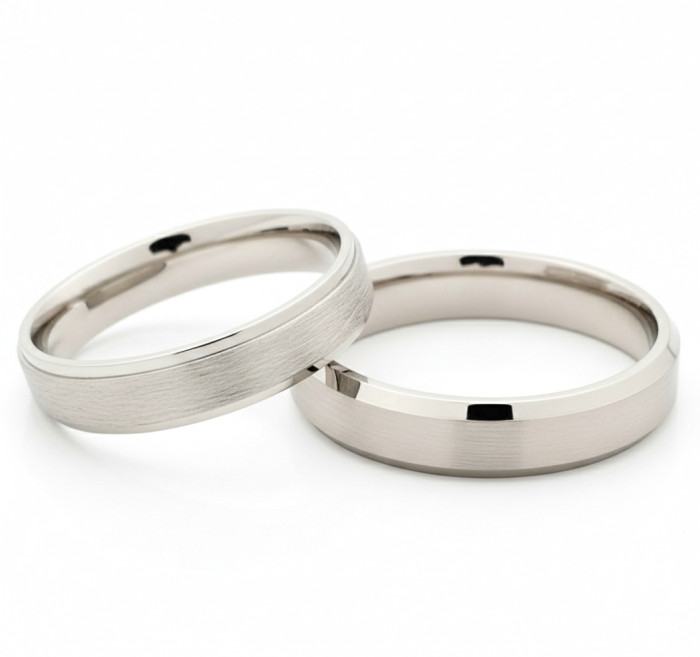  Matte white gold wedding rings (vz115)