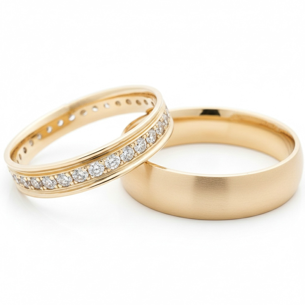  Yellow gold wedding rings decorated with a diamond ribbon (vz116), Modern Design Wedding Rings, Gold type: 585, Item in the photo weight: 10.00 g, Gemstone in the photo: Briliant, The weight of the gem in the photo: 0.50 ct,  Number of holes in the picture: 35 vnt. (priklauso nuo žiedo dydžio) - Jewelry online