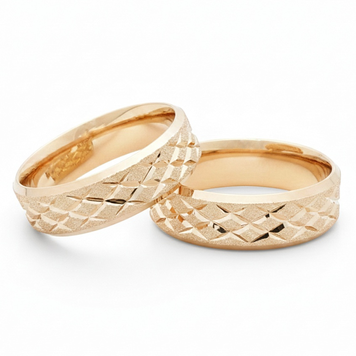  Gold wedding rings "Rhombus" (125), Modern Design Wedding Rings, Gold type: 585, Item in the photo weight: 12.00 g - Jewelry online