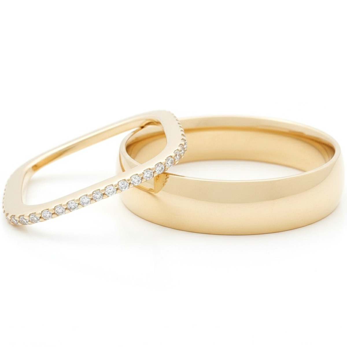  Exclusive combination of wedding rings with embellished ribbon (vz127), Modern Design Wedding Rings, Gold type: 585, Item in the photo weight: 8.00 g, Gemstone in the photo: Briliant, The weight of the gem in the photo: ,  Number of holes in the picture:  - Jewelry online