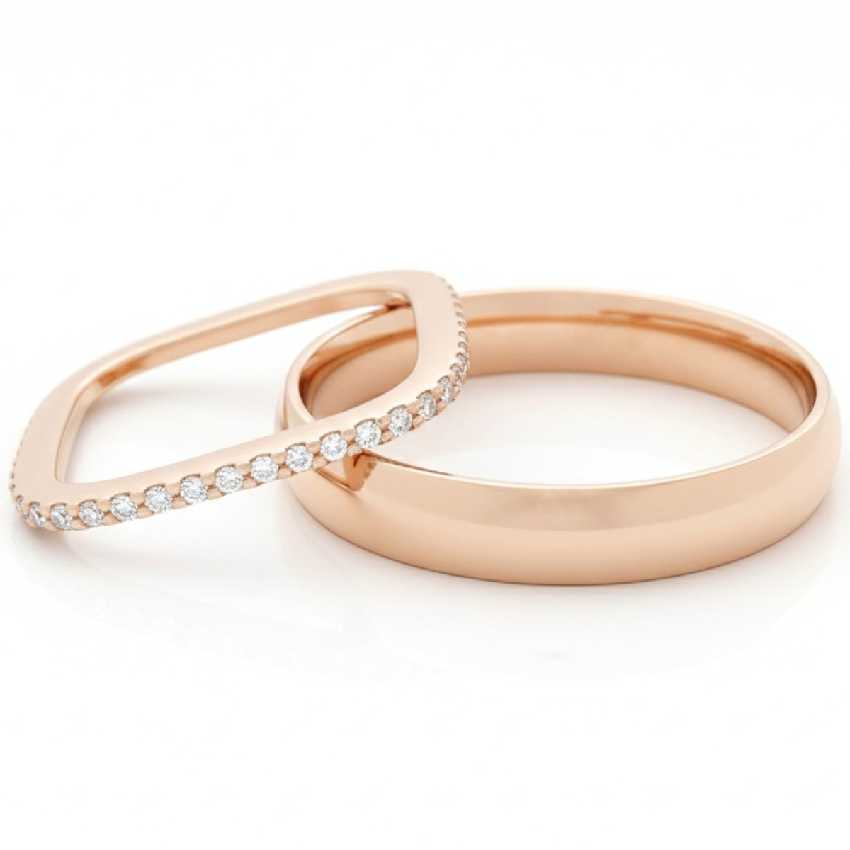  Red gold wedding rings with diamond ribbon (vz130), Modern Design Wedding Rings, Gold type: 585, Item in the photo weight: 8.00 g, Gemstone in the photo: Briliant, The weight of the gem in the photo: ,  Number of holes in the picture:  - Jewelry online