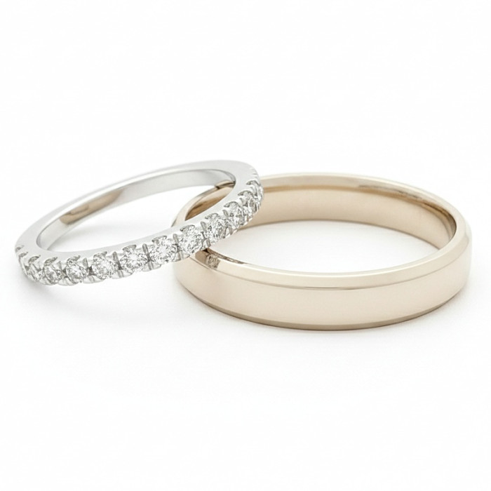  White gold wedding rings with diamond ribbon (vz132)