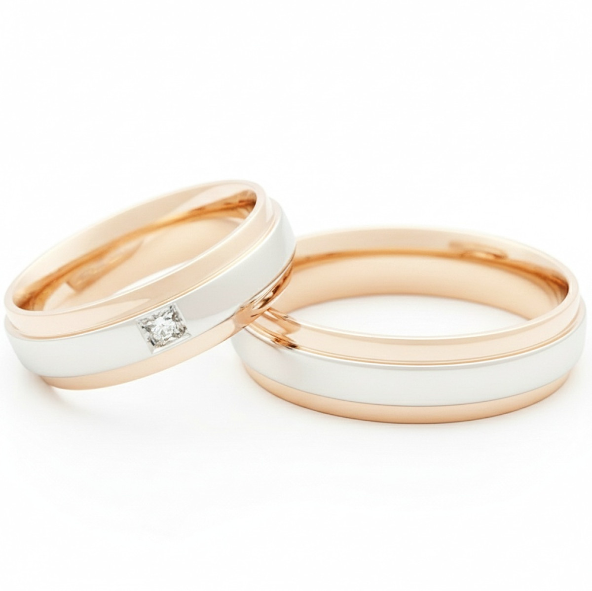  Wedding rings with diamonds (vz135), Modern Design Wedding Rings, Gold type: 585, Item in the photo weight: 11.00 g, Gemstone in the photo: Briliant, The weight of the gem in the photo: 0.03 ct,  Number of holes in the picture: 1 vnt - Jewelry online