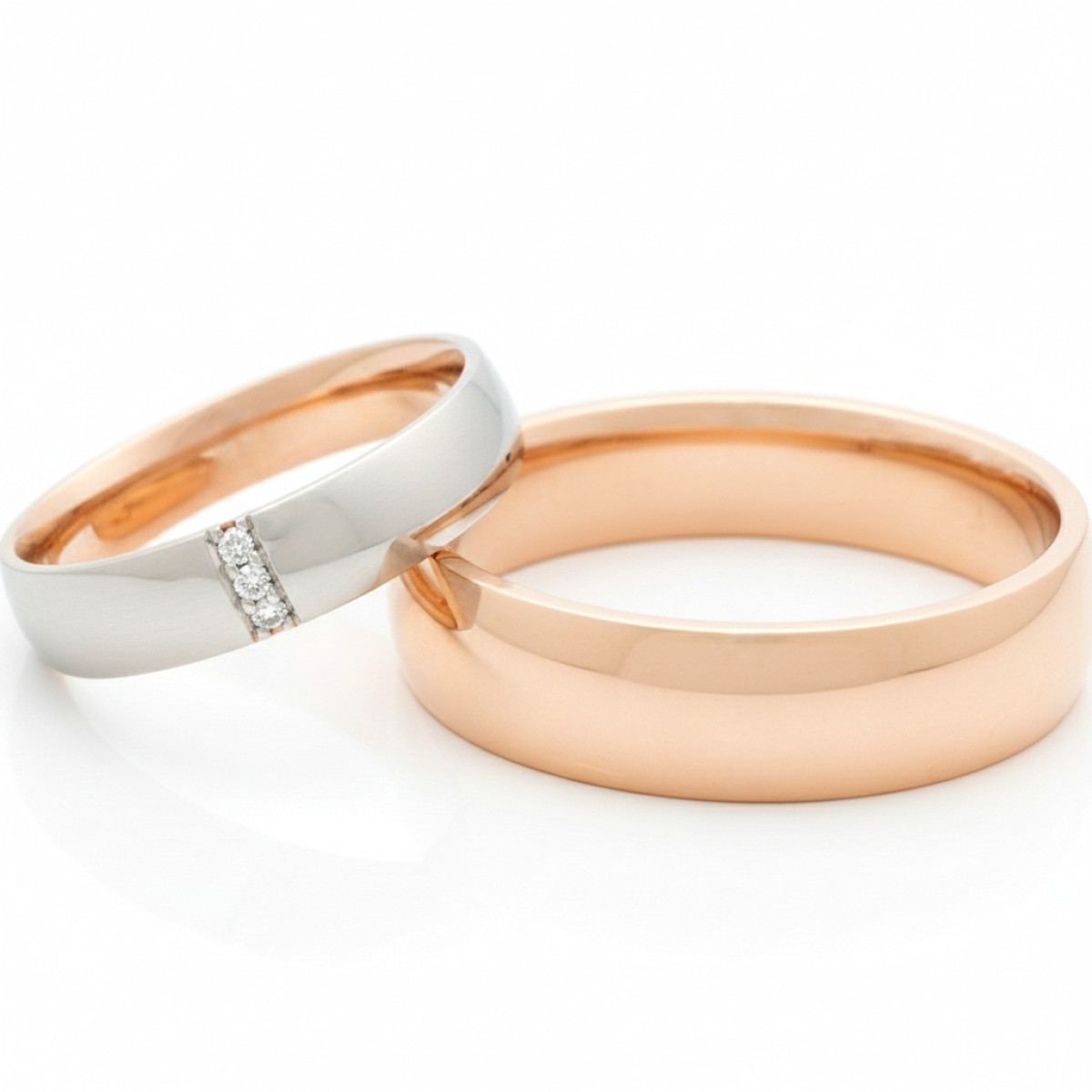  Two-tone wedding rings with diamonds (vz148), Modern Design Wedding Rings, Gold type: 585, Item in the photo weight: 9.00 g, Gemstone in the photo: Briliant, The weight of the gem in the photo: 0.045 ct,  Number of holes in the picture: 3 - Jewelry online