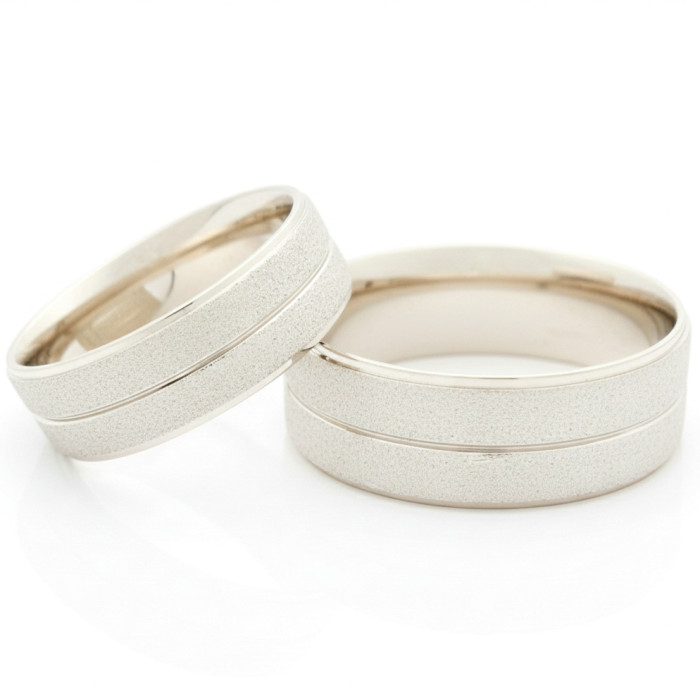  White gold wedding ring with decorative texture (vz150)