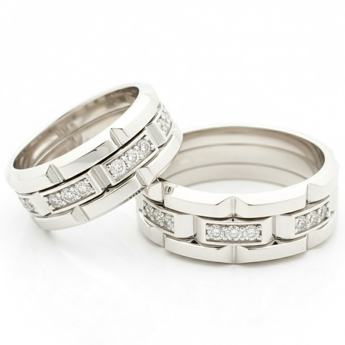  Exclusive White Gold Diamond Wedding Rings (vz151)