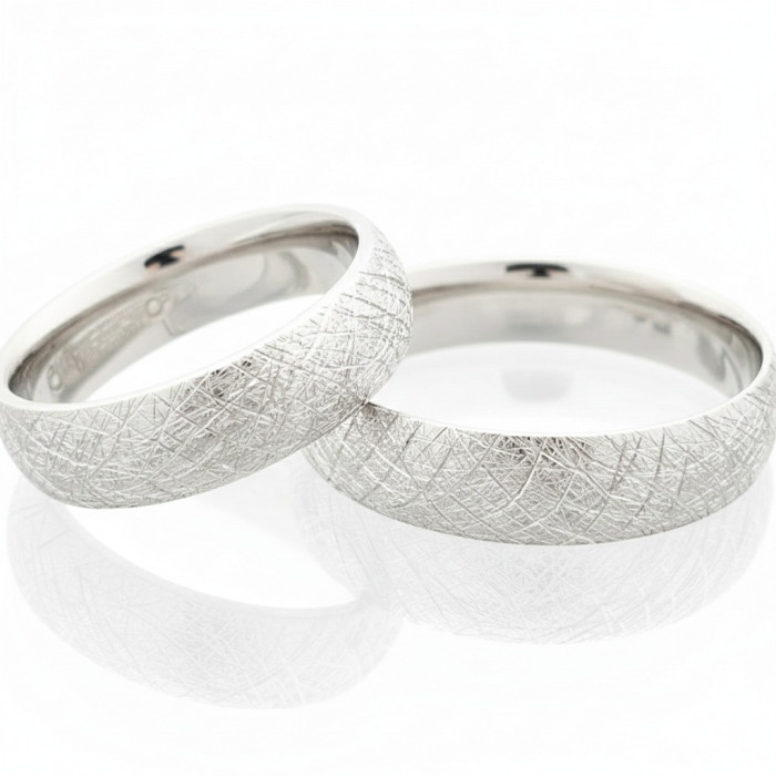 White Gold Matte Wedding Rings (vz157)