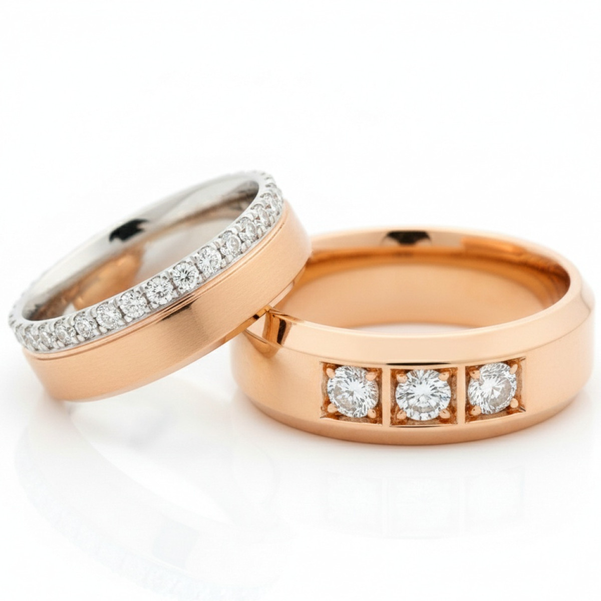 Gold wedding rings with diamonds (vz160), Modern Design Wedding Rings, Gold type: 585, Item in the photo weight: 20.00 g, Gemstone in the photo: Briliant, The weight of the gem in the photo: 0.54 ct / 0.30 ct,  Number of holes in the picture: 36 / 3 vnt. - Jewelry online