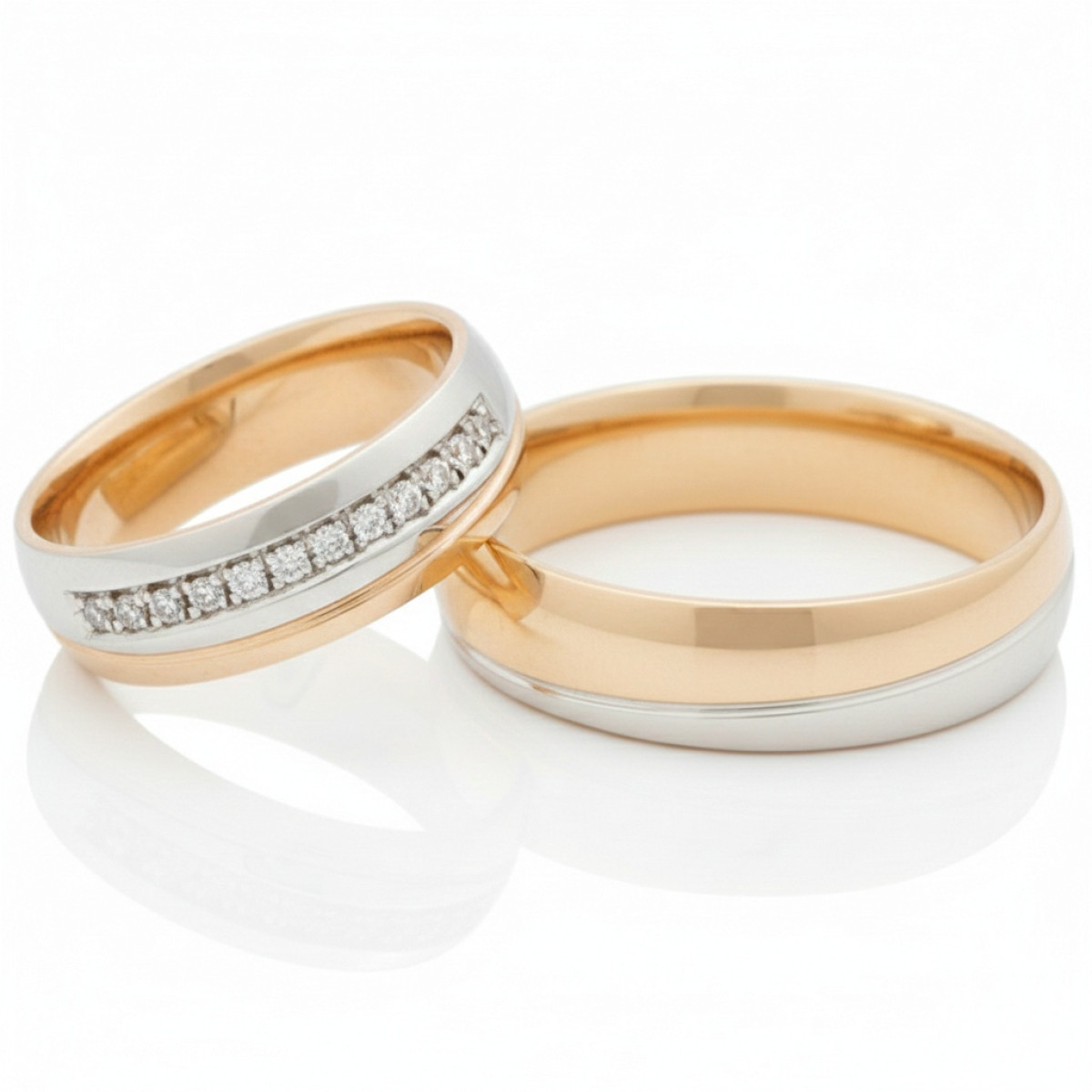 Modern Diamond Wedding Rings (162), Modern Design Wedding Rings, Gold type: 585, Item in the photo weight: 13.00 g, Gemstone in the photo: Briliant, The weight of the gem in the photo: 0.15 ct,  Number of holes in the picture: 12 vnt. - Jewelry online