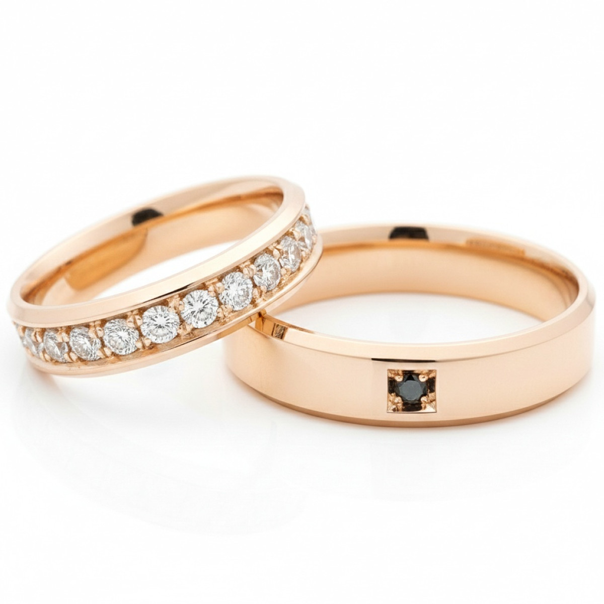 Luxury Diamond Wedding Rings (164), Modern Design Wedding Rings, Gold type: 585, Item in the photo weight: 11.00 g, Gemstone in the photo: Briliant, The weight of the gem in the photo: 1.00 ct,  Number of holes in the picture: 27 vnt. - Jewelry online