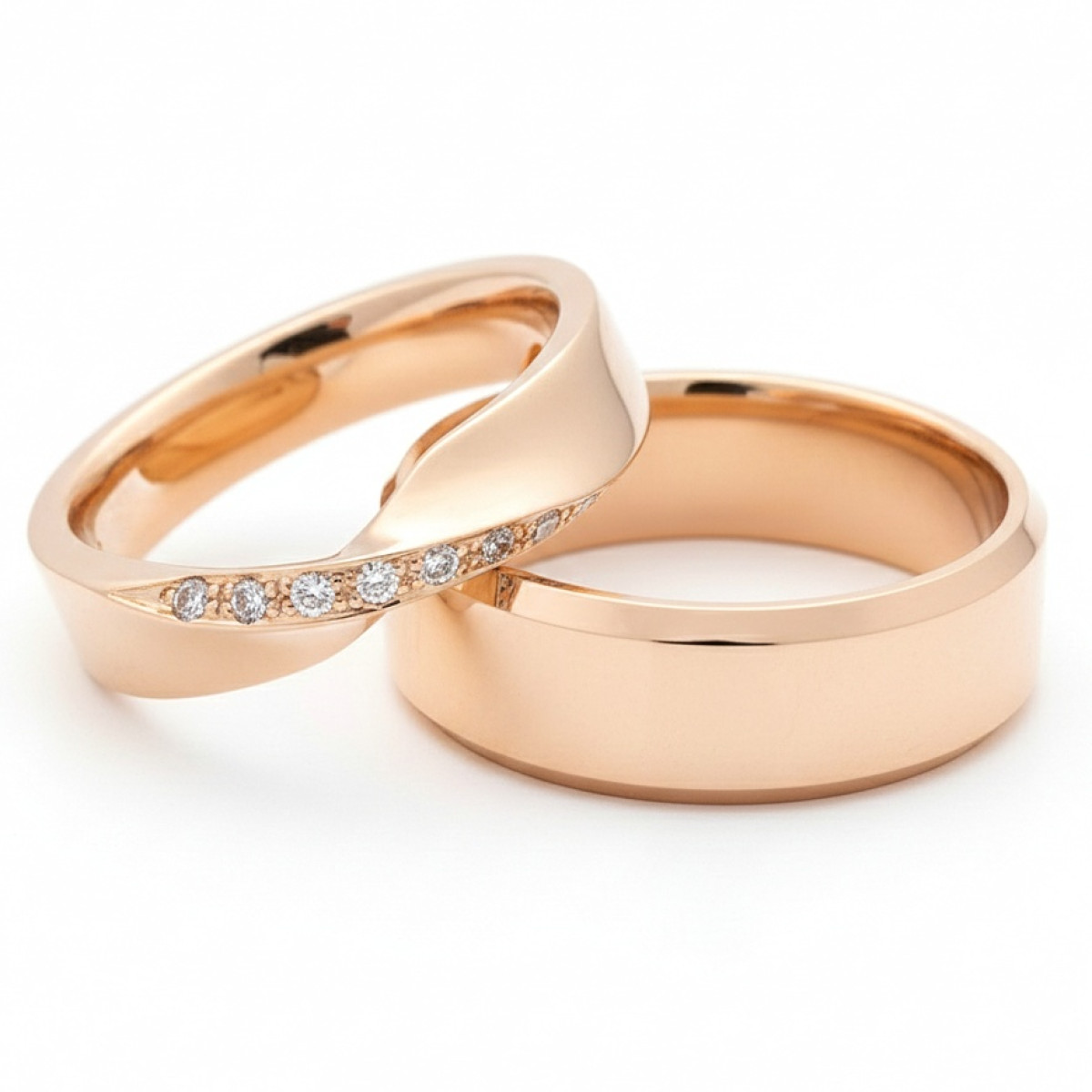 Modern wedding rings (166), Modern Design Wedding Rings, Gold type: 585, Item in the photo weight: 9.00 g, Gemstone in the photo: Briliant, The weight of the gem in the photo: 0.08 ct,  Number of holes in the picture: 8 vnt. - Jewelry online