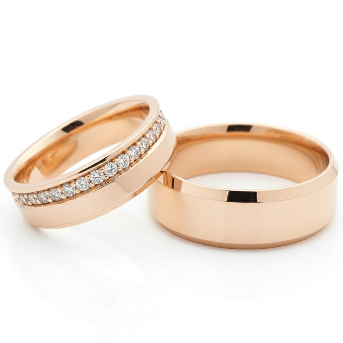 Wedding rings with diamonds (vz176), Modern Design Wedding Rings, Gold type: 585, Item in the photo weight: 14.00 g, Gemstone in the photo: Briliant, The weight of the gem in the photo: 0.54 ct,  Number of holes in the picture: 36 vnt. - Jewelry online