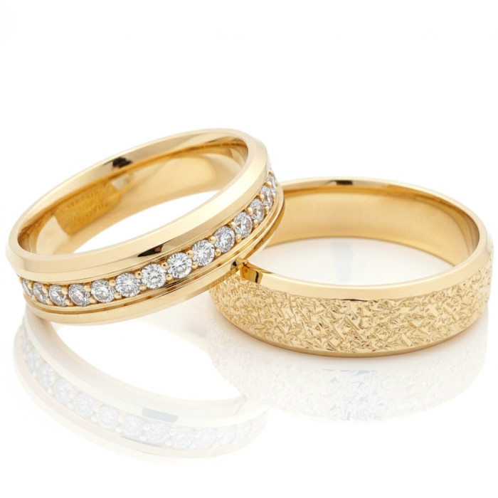 Yellow Gold Wedding Rings with Diamonds (vz179)