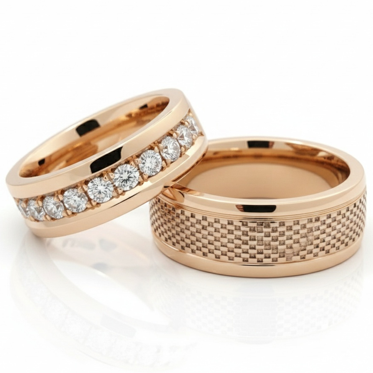Luxury wedding rings with diamonds (vz181), Modern Design Wedding Rings, Gold type: 585, Item in the photo weight: 28.00 g, Gemstone in the photo: Briliant, The weight of the gem in the photo: 1.00 ct,  Number of holes in the picture: 10 vnt. - Jewelry online