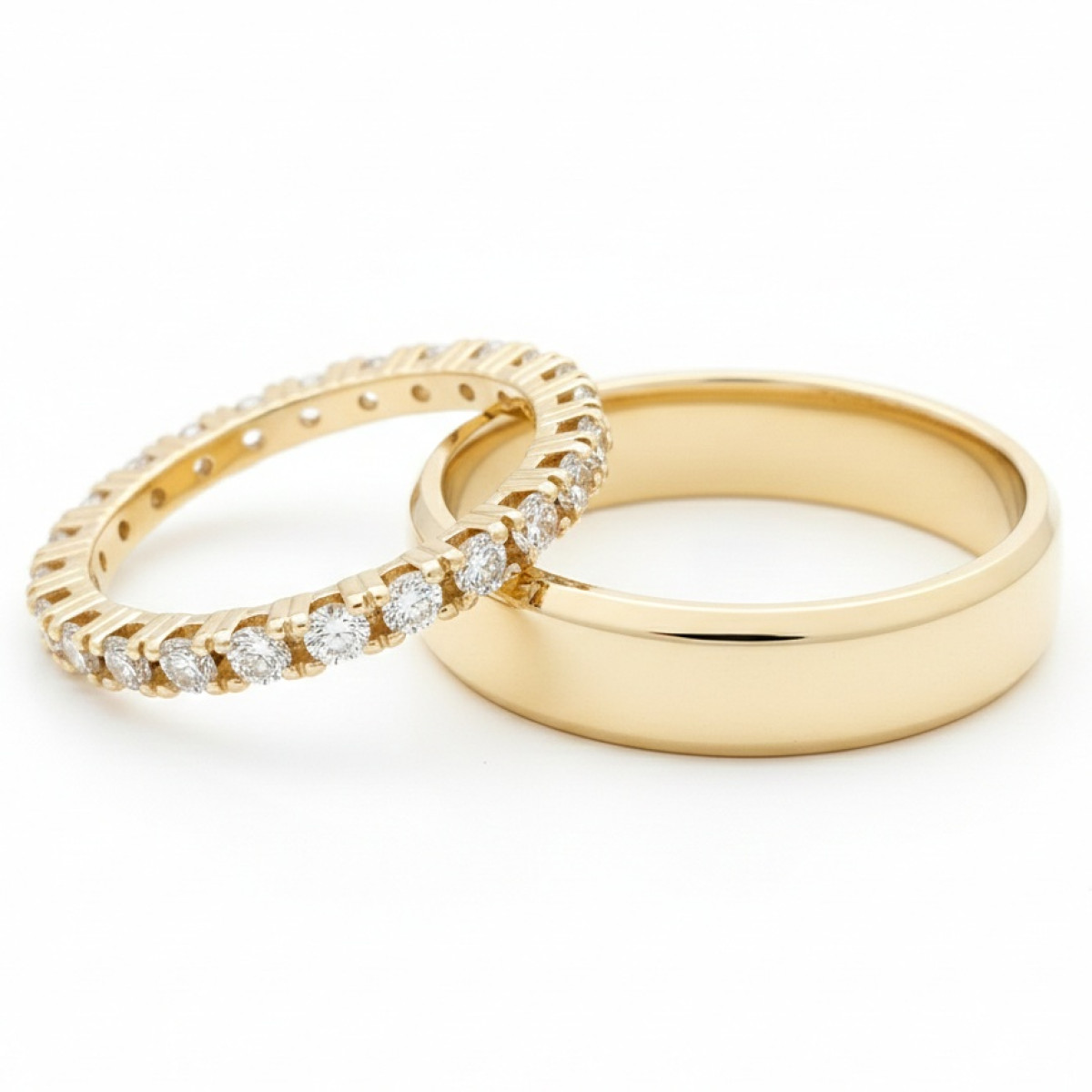  Wedding rings with diamond ribbon (vz98), Modern Design Wedding Rings, Gold type: 585, Item in the photo weight: 10.00 g, Gemstone in the photo: Briliant, The weight of the gem in the photo: 1.00 ct,  Number of holes in the picture: 25 vnt - Jewelry online