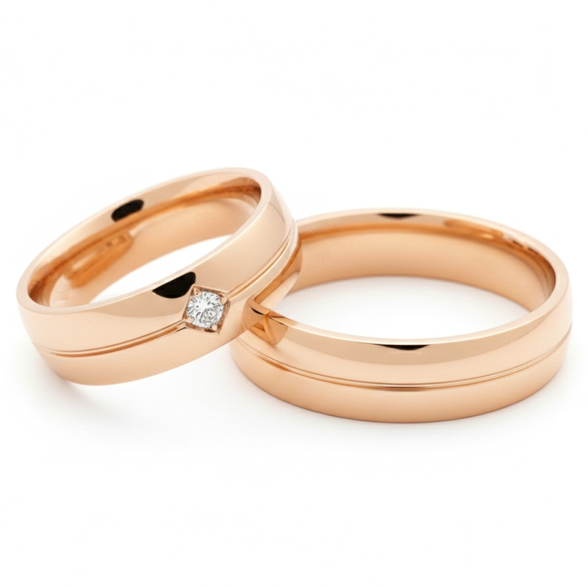  Wedding rings (vz99), Modern Design Wedding Rings, Gold type: 585, Item in the photo weight: 10.00 g, Gemstone in the photo: Briliant, The weight of the gem in the photo: 0.03 ct - Jewelry online