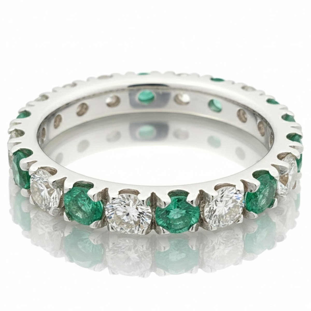  Emerald and Diamond Ribbon (1699), Women's Rings,  Weight of extra gems: 1.00 ct, Gold type: 585, Item in the photo weight: 2.60 g, Gemstone: Emerald, Gemstone ct.: 0.80 ct, Gemstone ct.: 1.51-2.00 ct - Jewelry online