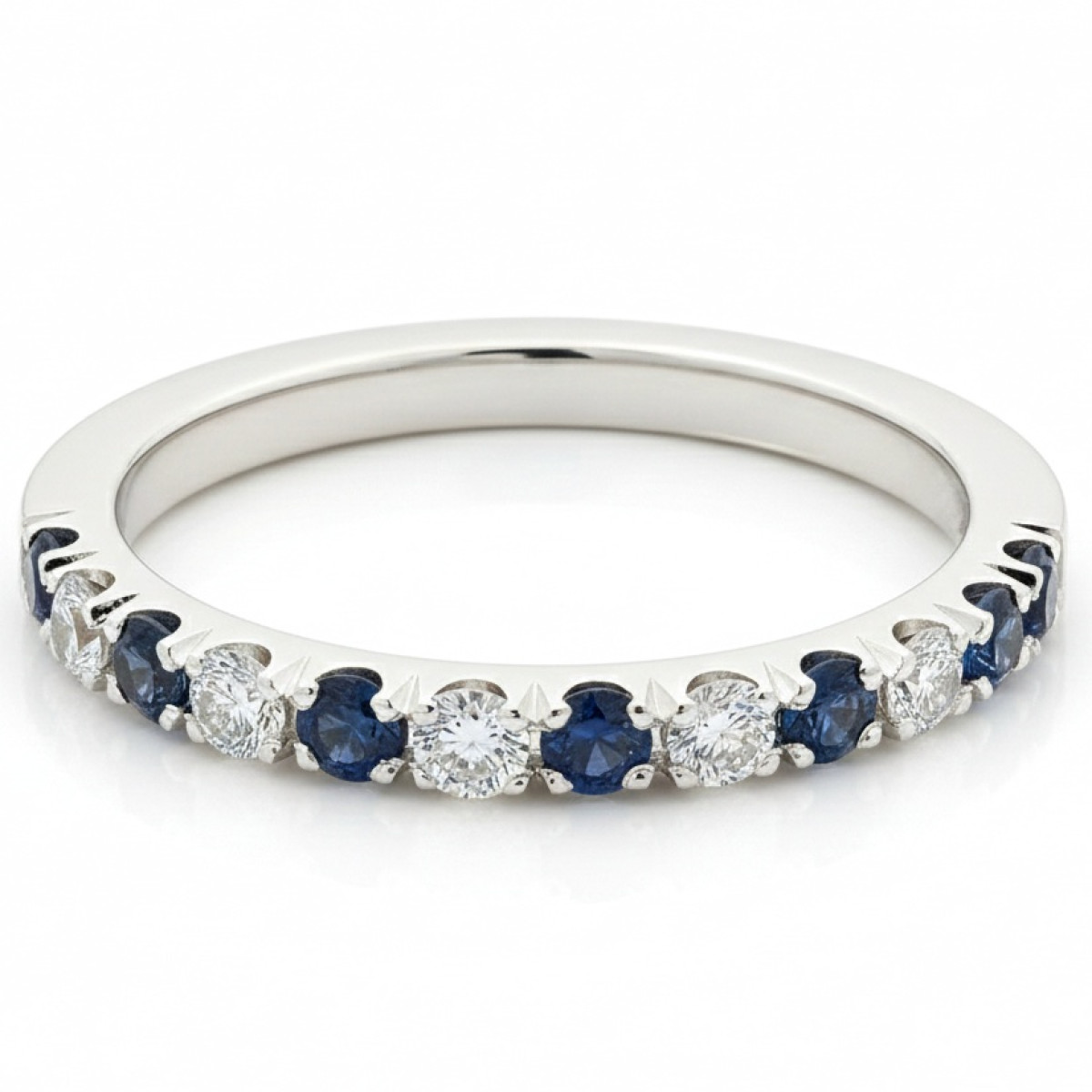  Blue Sapphire and Diamond Band (1714), Women's Rings, Gold type: 585, Item in the photo weight: 2.89 g, Gemstone: Brilliant, Gemstone ct.: 0.24 ct, Gemstone ct.: 0.30-0.69 ct,  Weight of extra gems: 0.28 ct,  Number of holes: 6 + 7 vnt. - Jewelry online