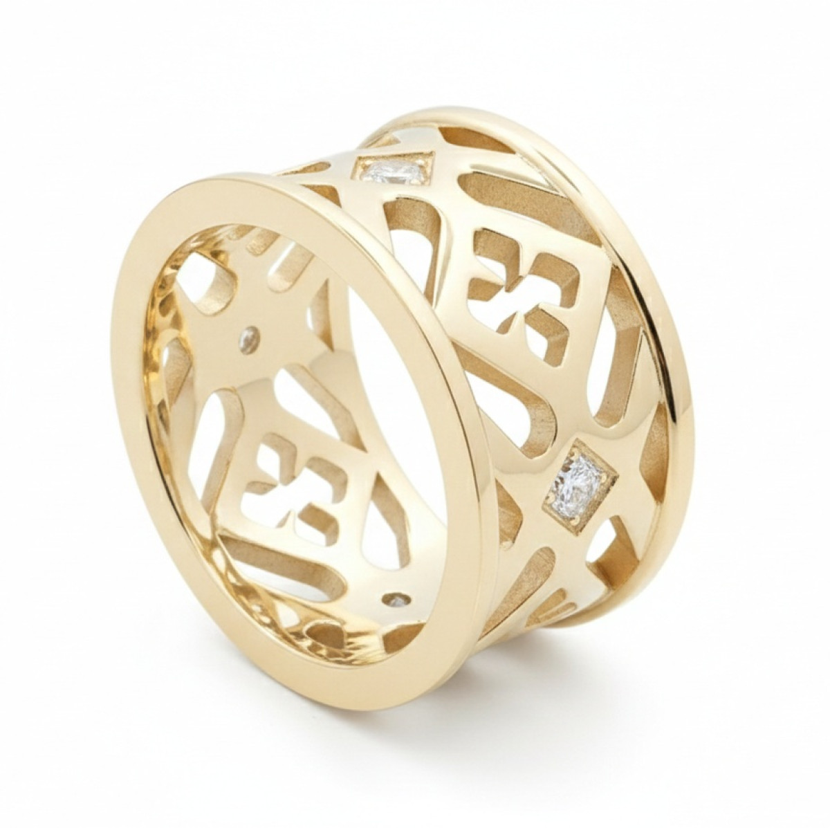  Wedding ring (vz38), Modern Design Wedding Rings, Gold type: 585, Item in the photo weight: 9.50 g, The weight of the gem in the photo: 0.12 ct, Gemstone in the photo: Briliant,  Number of holes in the picture: 4 vnt. - Jewelry online