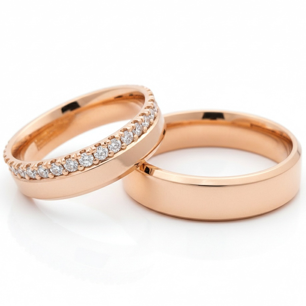  Wedding rings with diamond ribbon (vz83), Modern Design Wedding Rings, Gold type: 585, Item in the photo weight: 12.00 g, Gemstone in the photo: Briliant, The weight of the gem in the photo: 0.25 ct,  Number of holes in the picture: 13 vnt - Jewelry online