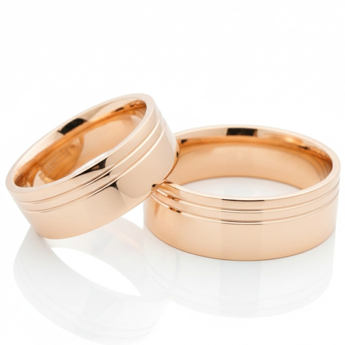 Red gold wedding rings decorated with ribbons (vz86)