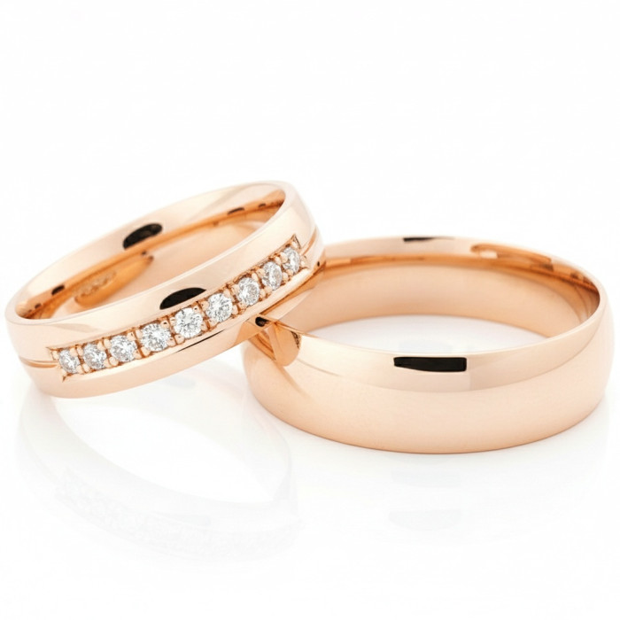  Wedding rings decorated with a diamond ribbon (vz94)
