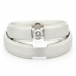  White gold wedding rings (vz95), Modern Design Wedding Rings, Gold type: 585, Item in the photo weight: 12.00 g, Gemstone in the photo: Briliant, The weight of the gem in the photo: 0.10 ct - Custom jewelry