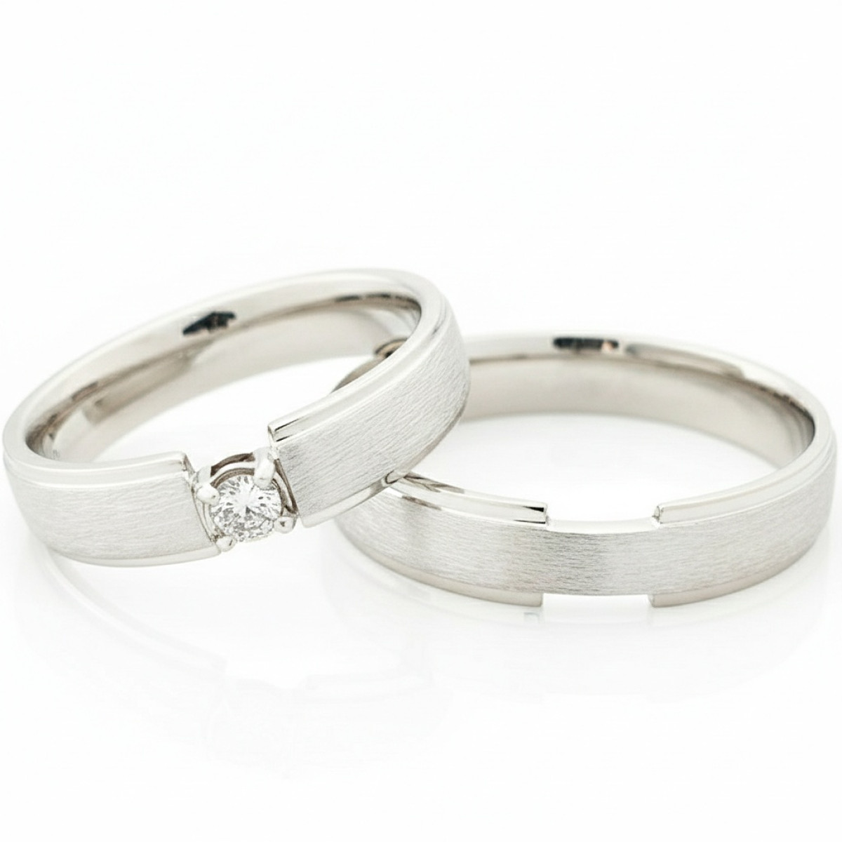  White gold wedding rings (vz95), Modern Design Wedding Rings, Gold type: 585, Item in the photo weight: 12.00 g, Gemstone in the photo: Briliant, The weight of the gem in the photo: 0.10 ct - Jewelry online