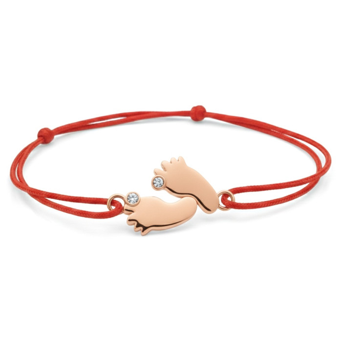 Raudono siūlo apyrankė su deimantais "Pėdutės" (148)