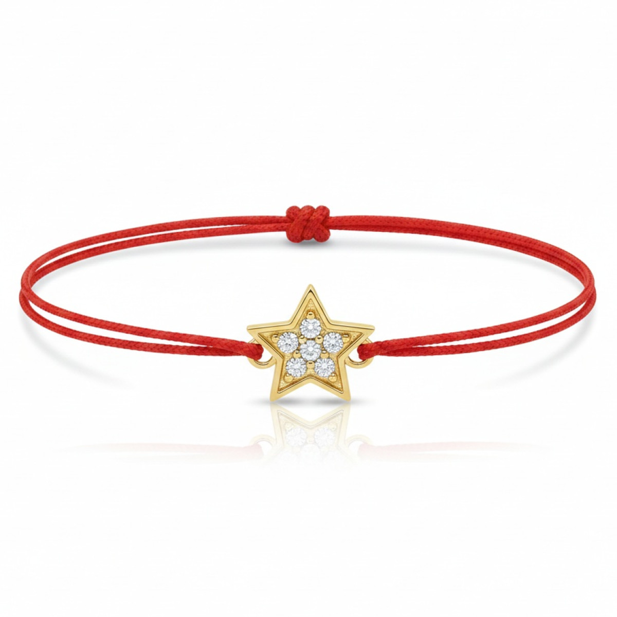 Raudono siūlo apyrankė su deimantais "Žvaigždutė" (101), Siūlo apyrankės, Aukso praba: 585, Gaminio nuotraukoje svoris: 0.93 g, Brangakmenis: Briliantas, Brangakmenio svoris ct.: 0.10-0.19 ct, Brangakmenio svoris: 0.14 ct - Juvelyrika internetu