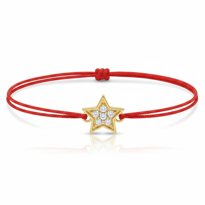 Raudono siūlo apyrankė su deimantais "Žvaigždutė" (152)